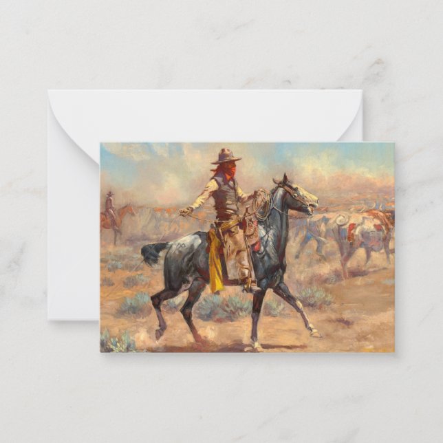 Tarjeta Pequeña A través del Alkali, 1904 por Charles Marion Russe (Anverso)