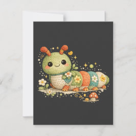 Tarjeta Pequeña ABC 123 Latido Divertido Lindo Crochet Oruga 