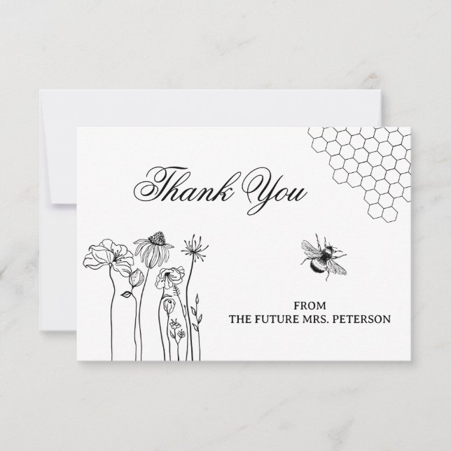 Tarjeta Pequeña Abeja de flores silvestres rusticas lindo ducha de (Anverso)