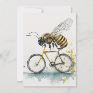 Tarjeta Pequeña Abeja divertida montando un dibujo de la acuarela 