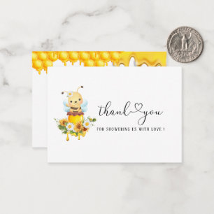 Tarjeta Pequeña Abeja dulce color amarillo floral de girasol acuar