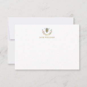Tarjeta Pequeña Abeja floral acuarela personalizada