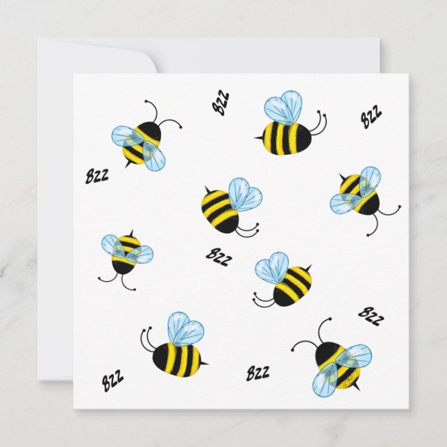 Tarjeta Pequeña Abejas de burbujas ocupadas personalizadas (Anverso)