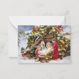 Tarjeta Pequeña Abeto y bayas Natividad mini presupuesto Navidad