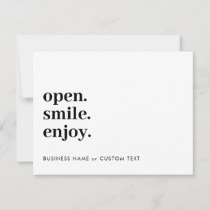 Tarjeta Pequeña Abierto Sonrisa Disfruta De Joyería Gracias Por Ne