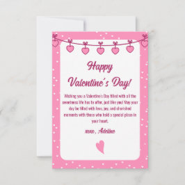 Tarjeta Pequeña Abrazo dulce: Día de San Valentín romántico rosa y