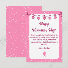 Tarjeta Pequeña Abrazo dulce: Día de San Valentín romántico rosa y