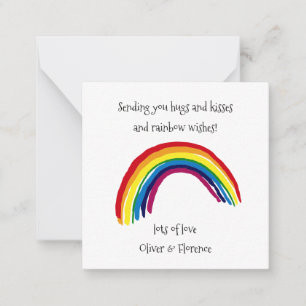Tarjeta Pequeña Abrazos Y Besos Y Deseos Del Arcoiris