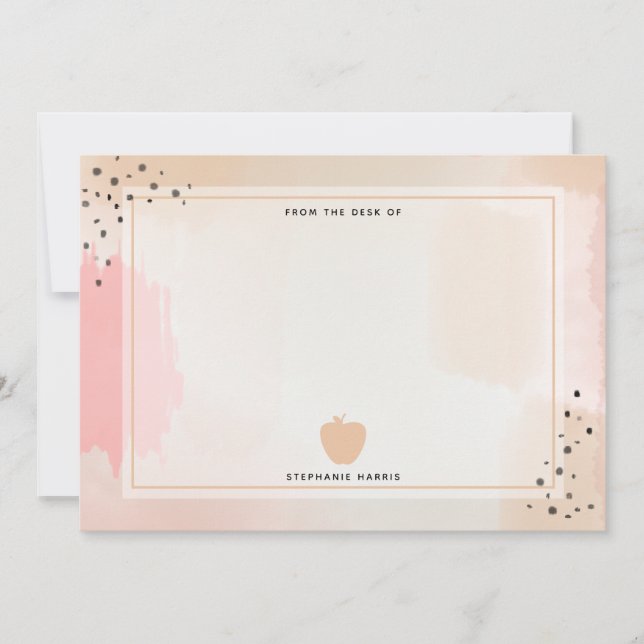 Tarjeta Pequeña Abstract Watercolor Pink Apple Teacher (Anverso)