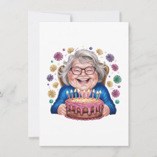 Tarjeta Pequeña Abuela gafas felices Gráfico Cumpleaños