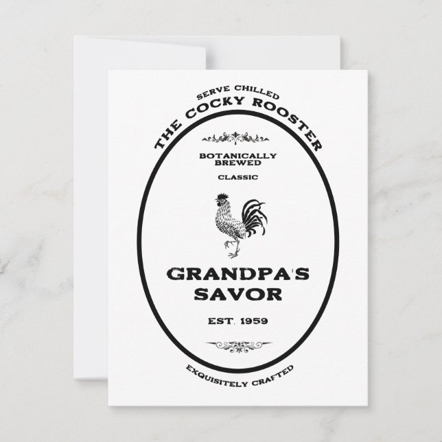 Tarjeta Pequeña Abuelo Gallo Presumido Gallo de Riña Botica Antigü (Anverso)