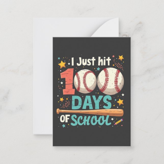 Tarjeta Pequeña Acabo de llegar a los 100 días de béisbol en la es (Anverso)