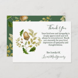 Tarjeta Pequeña Acorn Oak Funeral Gracias, Solidaridad