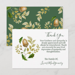 Tarjeta Pequeña Acorn Oak Funeral Gracias, Solidaridad