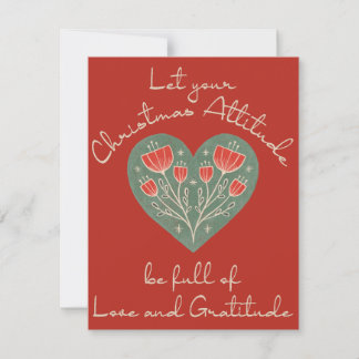 Tarjeta Pequeña Actitud de navidades de Gratitude Heart Folk Art T