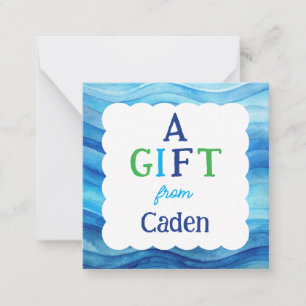 Tarjeta Pequeña Acuarela Azul Un Regalo De Niños Incluido