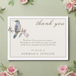 Tarjeta Pequeña Acuarela Bonito Hummingbird Memorial Gracias