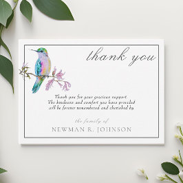 Tarjeta Pequeña Acuarela Bonito Hummingbird Memorial Gracias
