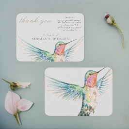 Tarjeta Pequeña Acuarela Classic Hummingbird Memorial Gracias