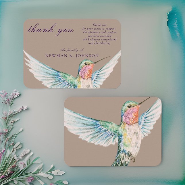 Tarjeta Pequeña Acuarela Classic Hummingbird Memorial Gracias (Subido por el creador)
