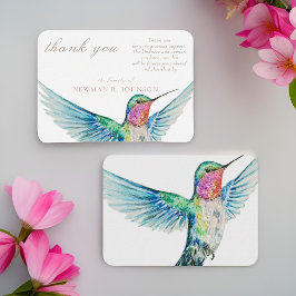 Tarjeta Pequeña Acuarela Classic Hummingbird Memorial Gracias
