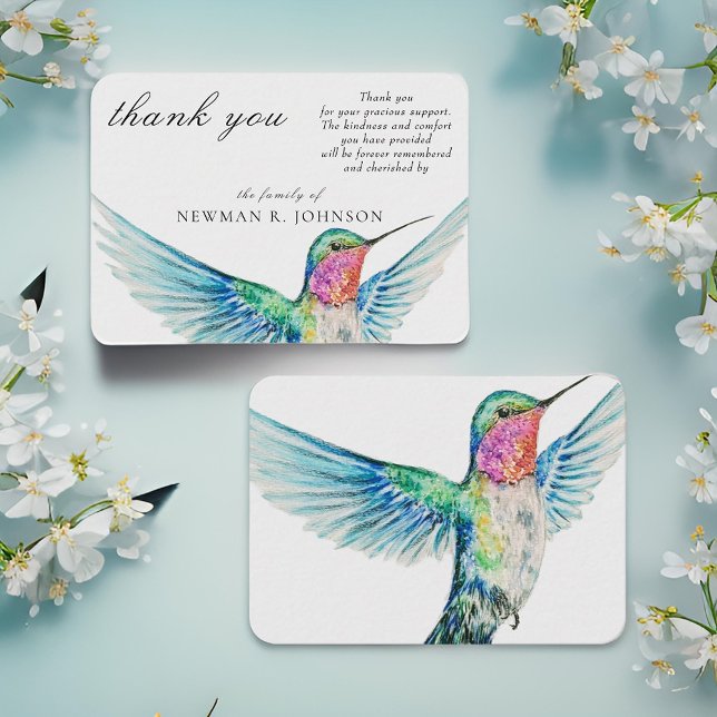 Tarjeta Pequeña Acuarela Classic Hummingbird Memorial Gracias (Subido por el creador)