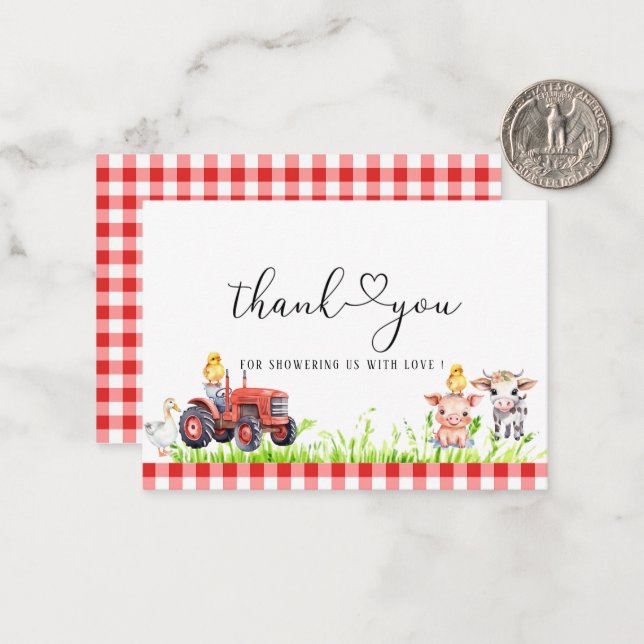 Tarjeta Pequeña Acuarela Cumpleaños de granja moderna Baby Shower (Anverso/Reverso In Situ)