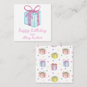 Tarjeta Pequeña Acuarela Cumpleaños Presenta Gabinete de Regalo