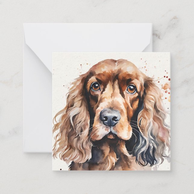 Tarjeta Pequeña Acuarela de Cocker Spaniel (Anverso)