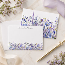 Acuarela de flores silvestres azules y moradas per