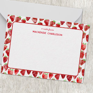 Tarjeta Pequeña Acuarela de Fresa Personalizada