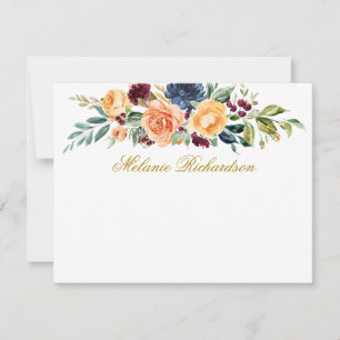 Tarjeta Pequeña Acuarela de oro floral mixto personalizado