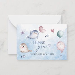 Tarjeta Pequeña Acuarela Elegante Bebé Sello ducha bebé gracias