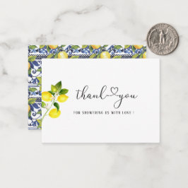 Tarjeta Pequeña Acuarela Elegante Citrus Lemon ducha bebé gracias