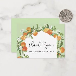 Tarjeta Pequeña Acuarela Elegante Naranja Citrus bebé ducha gracia