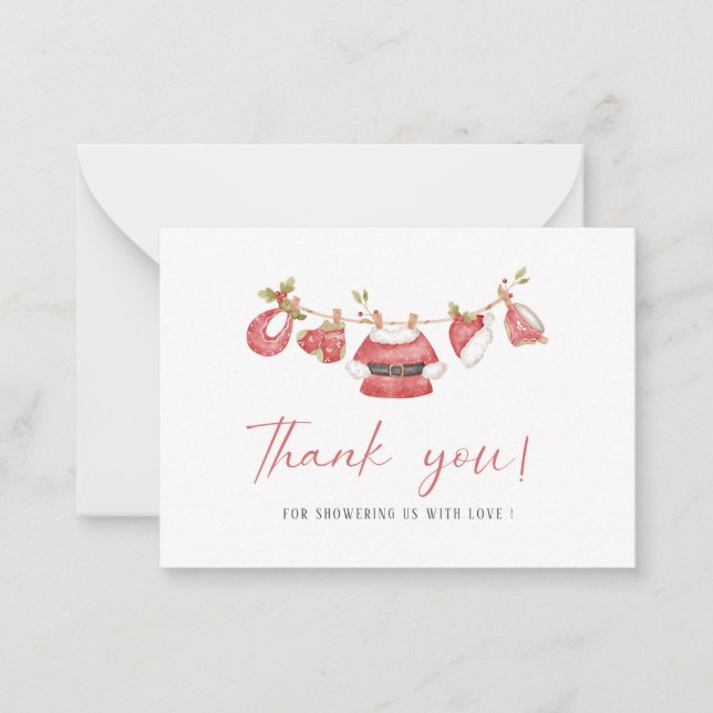 Tarjeta Pequeña Acuarela elegantePequeño bebé santa  Shower de beb (Anverso)