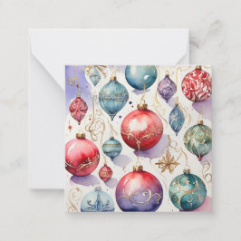 Tarjeta Pequeña Acuarela Feliz Navidad Bauble