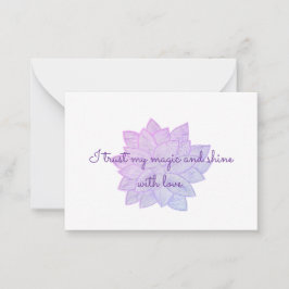 Tarjeta Pequeña Acuarela Flor de Cristal Magia Rosa Púrpura