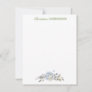 Tarjeta Pequeña Acuarela floral azul feminista personalizada