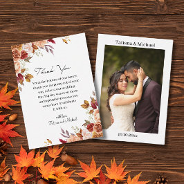 Tarjeta Pequeña acuarela floral boda de otoño agradecimiento foto