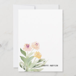 Tarjeta Pequeña Acuarela Floral Verde Personalizado Moderno
