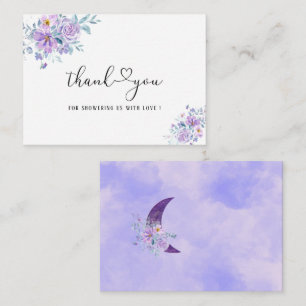 Tarjeta Pequeña Acuarela Flores moradas de luna gracias