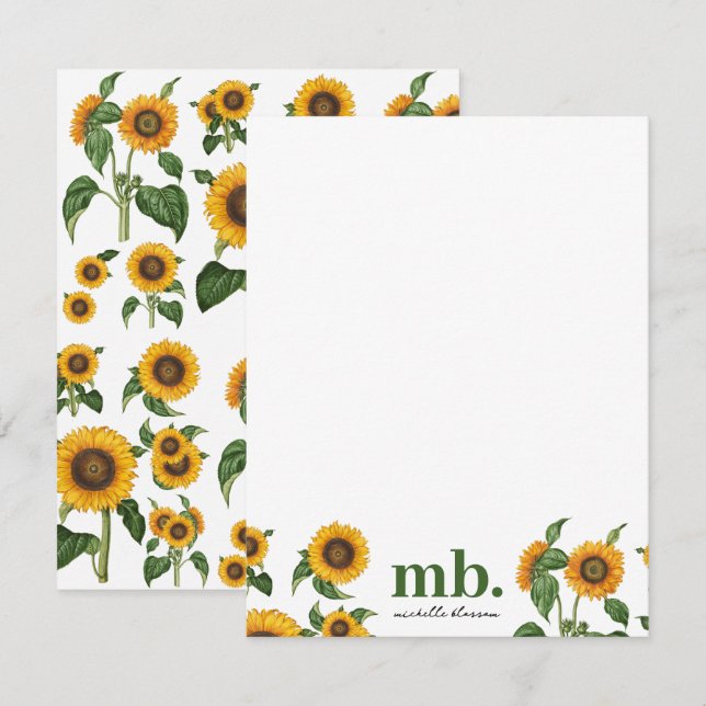 Tarjeta Pequeña Acuarela girasoles vegetación vegetal (Anverso / Reverso)