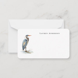 Tarjeta Pequeña Acuarela Gran garza azul ave Poco