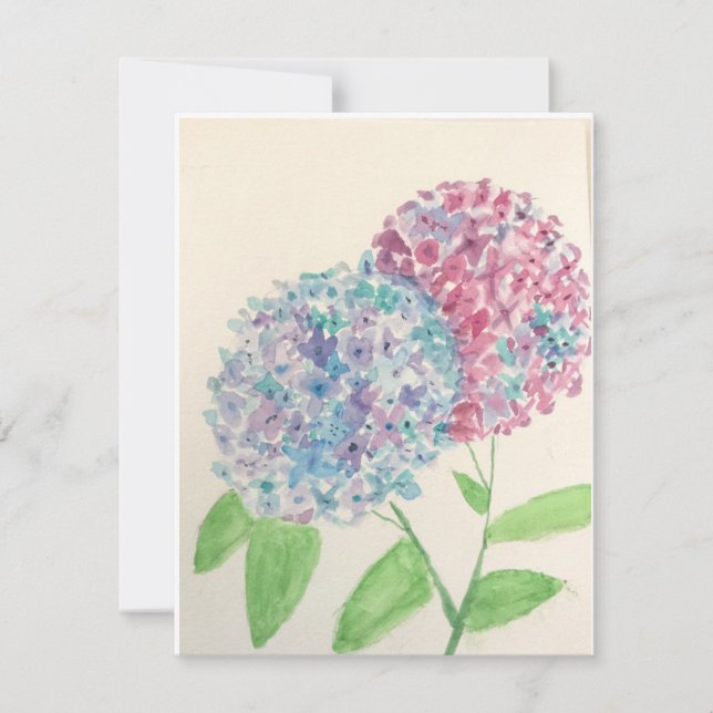Tarjeta Pequeña Acuarela Hydrangea Notecard (Anverso)