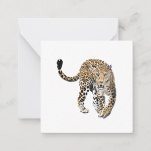 Tarjeta Pequeña acuarela leopardo gato de la selva animal pintado