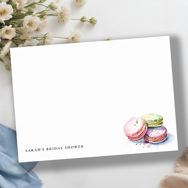 Tarjeta Pequeña Acuarela Macarons Panadería Bridal Shower (Subido por el creador)