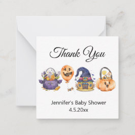 Tarjeta Pequeña acuarela moderna halloween baby ducha gracias