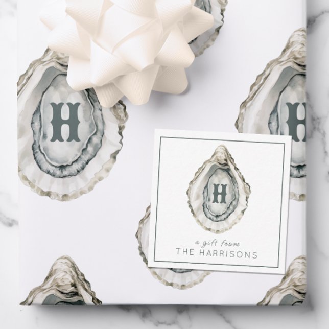 Tarjeta Pequeña Acuarela Monograma Ostrador Costero (Subido por el creador)