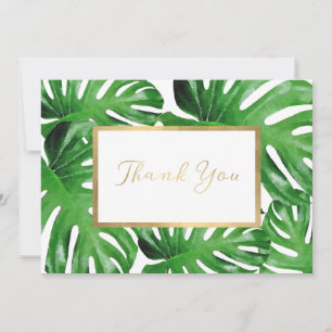 Tarjeta Pequeña Acuarela Monstera Tropical deja gracias